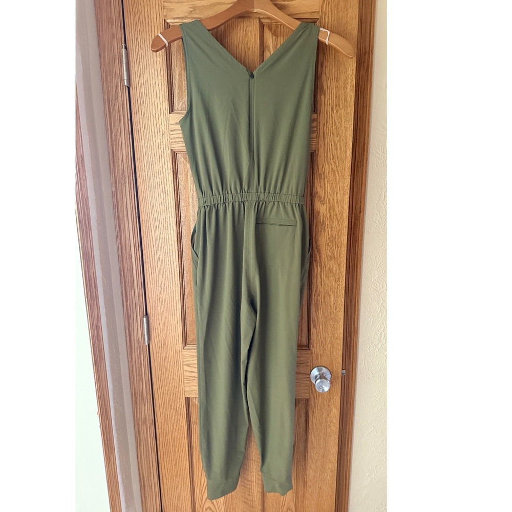 Eddie Bauer Women XS Olive Green Sleeveless V-Neck Elastic Waist Jumpsuit - Picture 3 of 15